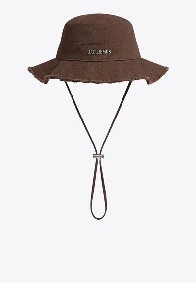 Jacquemus Le Bob Artichaut Bucket Hat With Strap In Burgundy