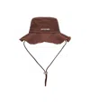 Jacquemus Mens Brown Le Bob Artichaut Logo-plaque Cotton Bucket Hat