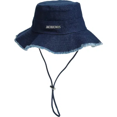 Jacquemus Le Bob Artichaut Cotton Logo Hat In Blue