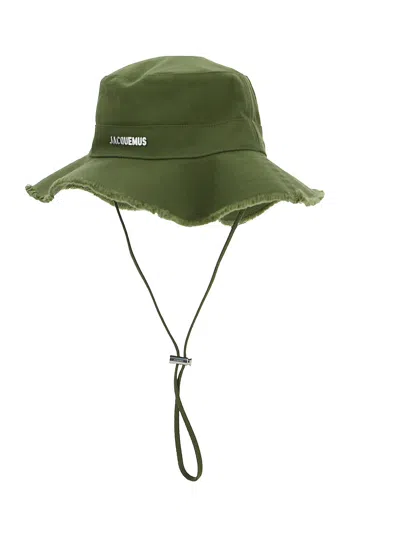 Jacquemus Le Bob Artichaut Green Hat With Logo On The Front In Cotton Woman