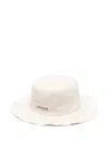 Jacquemus Bob With Fringed Hem And Wide Brim In White