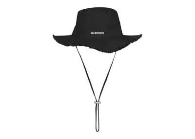 Pre-owned Jacquemus Le Bob Artichaut Large Brim Bucket Hat In Black