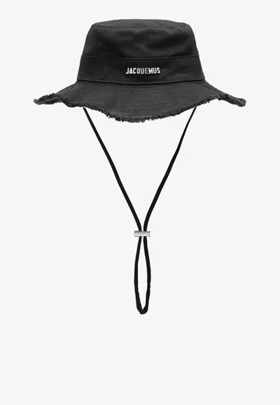 Jacquemus Le Bob Artichaut Logo Bucket Hat In Black