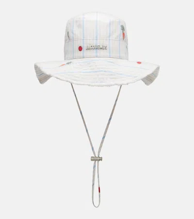 Jacquemus Le Bob Artichaut Striped Cotton Canvas Bucket Hat In White
