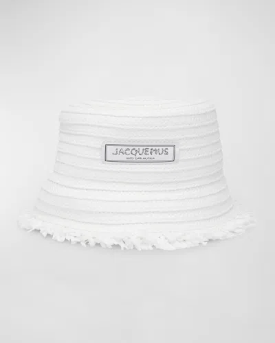 Jacquemus Bacino Frayed Edges Textured Design In White