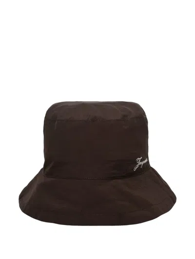 Jacquemus Le Bob Baluchon Drawstring Bucket Hat In Brown