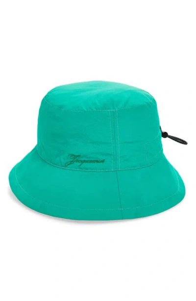 Jacquemus Le Bob Baluchon Nylon Bucket Hat In Green