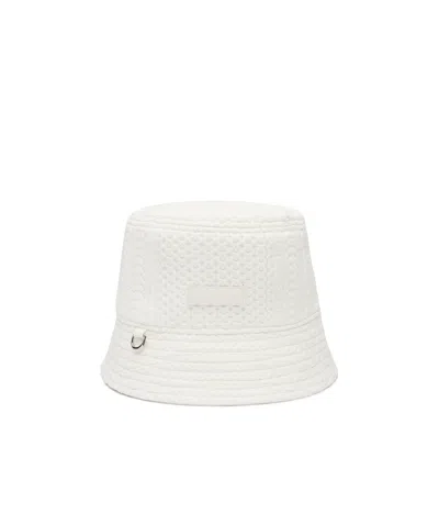 Jacquemus Le Bob Belo Cable Knit Bucket Hat In White