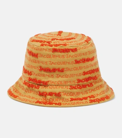 Jacquemus Embroidered-logo Bucket Hat In Beige
