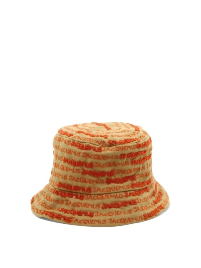 Jacquemus Le Bob Bordado Embroidered Logo Bucket Hat In Beige