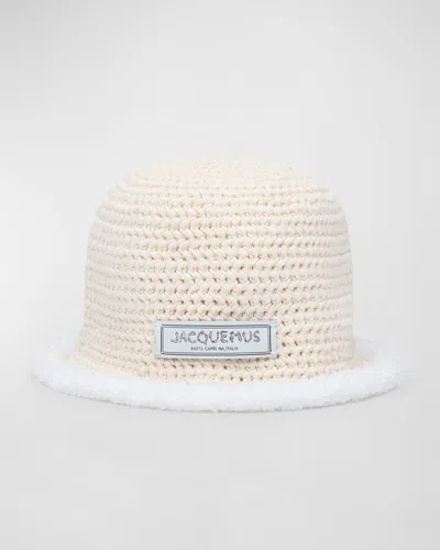 Jacquemus Le Bob Bordino Bucket Hat With Sherpa Trim In White
