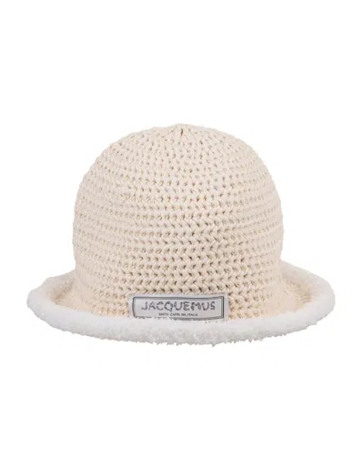 Jacquemus Le Bob Bordino Bucket Hat With Sherpa Trim In White