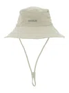 Jacquemus 'le Bob De-nimes' White Bucket Hat With Logo Lettering On The Front And Adjustable Strap In White