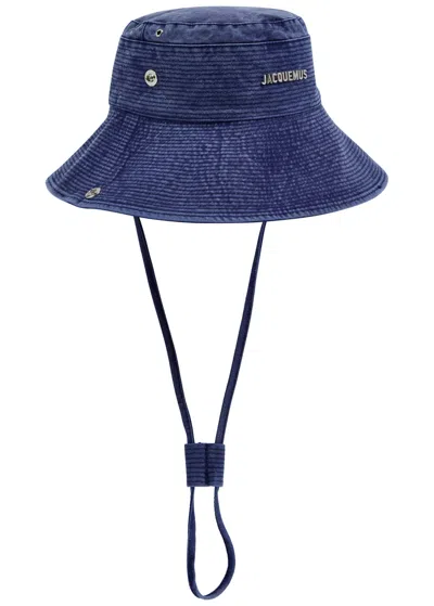 Jacquemus Le Bob De-nîmes Flocked Denim Bucket Hat In Blue