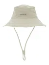 Jacquemus 'le Bob De-nimes' White Bucket Hat With Logo Lettering On The Front And Adjustable Strap