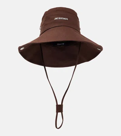 Jacquemus Le Bob Denim Bucket Hat In Brown