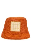 Jacquemus Textured Orange Woven Bucket Hat With Logo Patch In Orange