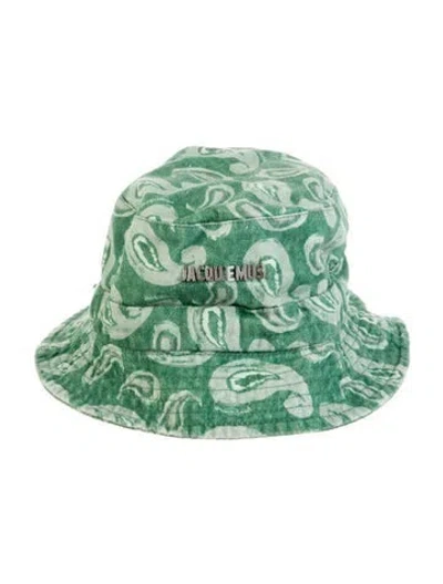 Pre-owned Jacquemus Le Bob Gadjo Bow Knotted Bucket Hat In Green