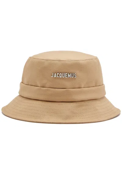 Pre-owned Jacquemus Le Bob Gadjo Bow Knotted Bucket Hat In Beige
