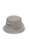 Jacquemus Gadjo Patterned Bow Detail Wide Brim Hat In Gray