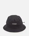 Jacquemus Le Bob Gadjo Cotton Bucket Hat In Black