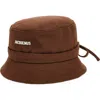 Jacquemus Le Bob Gadjo Cotton Bucket Hat In Brown 850