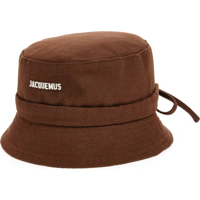 Jacquemus Le Bob Gadjo Cotton Bucket Hat In Brown 850