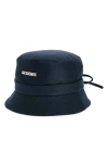 Jacquemus Womens Dark Navy Le Bob Gadjo Brand-plaque Cotton Bucket Hat In Dark Navy 390