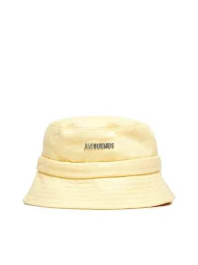 Jacquemus Le Bob Gadjo Drawstring Bucket Hat In Pale Yellow