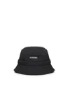 Jacquemus Black Le Bob Gadjo Solid Bucket Hat In Black