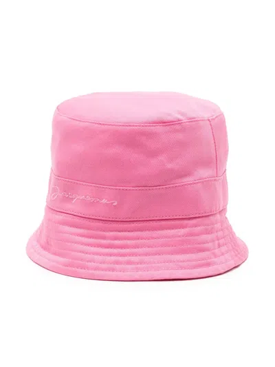 Jacquemus Kids' Le Bob Gadjo Twill Bucket Hat In Pink