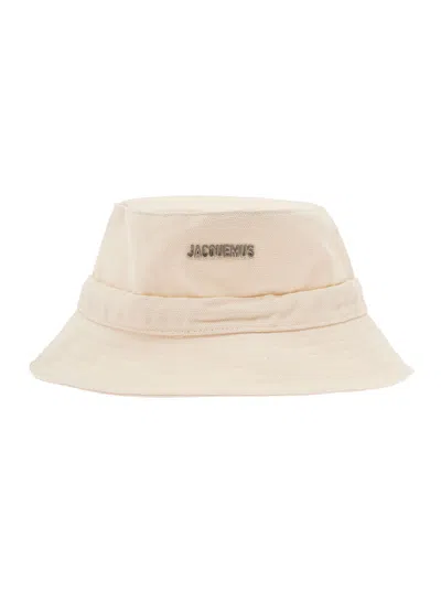 Jacquemus Le Bob Gadjo White Bucket Hat In Cotton Woman