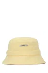 Jacquemus Relaxed Strap Detail Cotton Twill Hat In Yellow