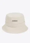 Jacquemus Cotton Bucket Hat With Structured Crown And Wide Brim In White