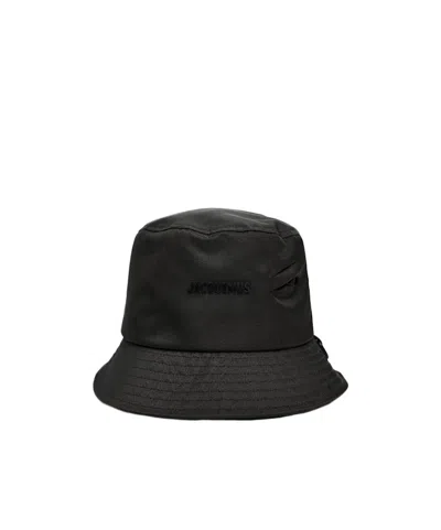 Jacquemus Le Bob Nylon Bucket Hat In Black