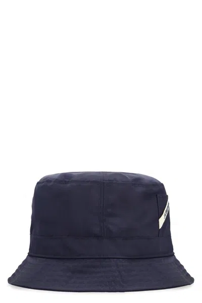 Jacquemus Ovaile Nylon Bucket Hat With Side Pocket In Blue