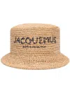 Jacquemus Le Bob Pesco Straw Bucket Hat In Neutrals