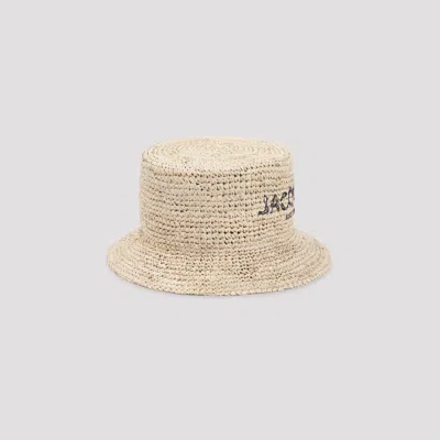 Jacquemus Le Bob Pesco Raffia Bucket Hat In Nude & Neutrals
