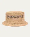 Jacquemus Le Bob Pesco Straw Bucket Hat In Natural