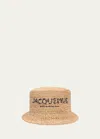 Jacquemus Le Bob Pesco Woven Raffia & Straw Bucket Hat In Natural