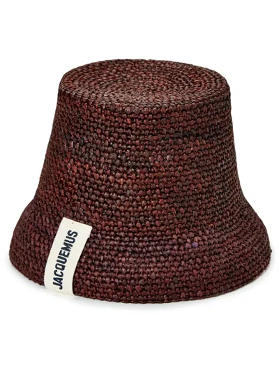 Jacquemus Le Bob Raphia Bucket Hat In Brown