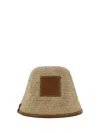 Jacquemus Soli Bucket Hat Leather Trim In Brown