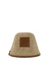 Jacquemus Soli Bucket Hat Leather Trim In Light Brown 2