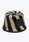Jacquemus Le Bob Soli Striped Raffia Bucket Hat In Beige