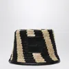 Jacquemus Le Bob Soli Striped Raffia Bucket Hat In Black