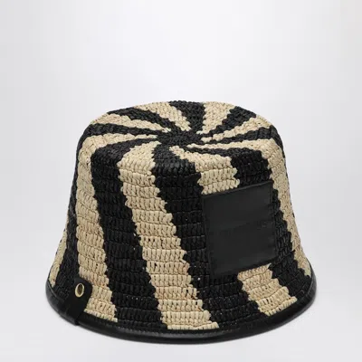 Jacquemus Le Bob Soli Striped Raffia Bucket Hat Women In Multicolor