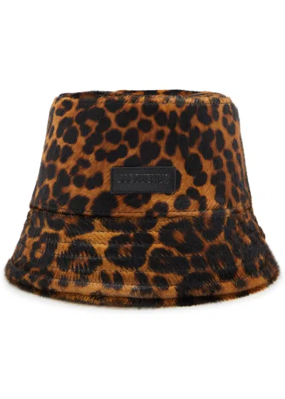 Jacquemus Le Bob Sperone Calf-hair Bucket Hat In Leopard