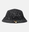 Jacquemus Le Bob Spiaggia Raffia Bucket Hat In Black