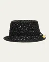 Jacquemus Le Bob Spiaggia Woven Raffia Bucket Hat In Black