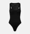 Jacquemus Le Body Gros Grain Tan Top In Black